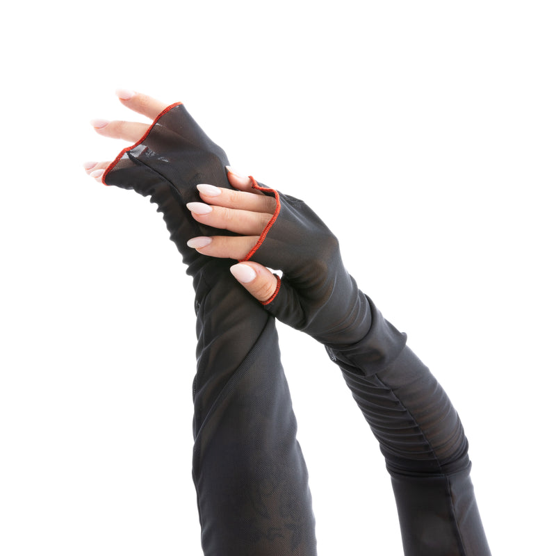 FINGERLESS GLOVES | BLACK & RED