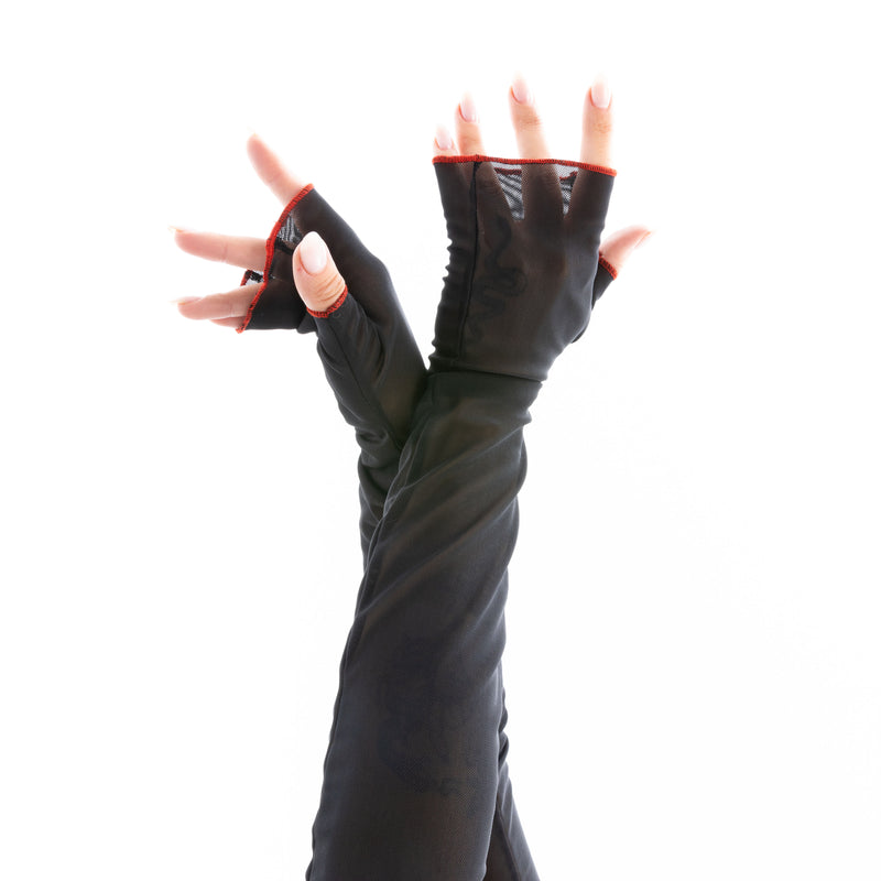 FINGERLESS GLOVES | BLACK & RED