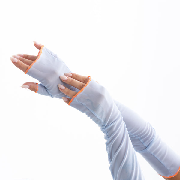 FINGERLESS GLOVES | SKY BLUE & ORANGE